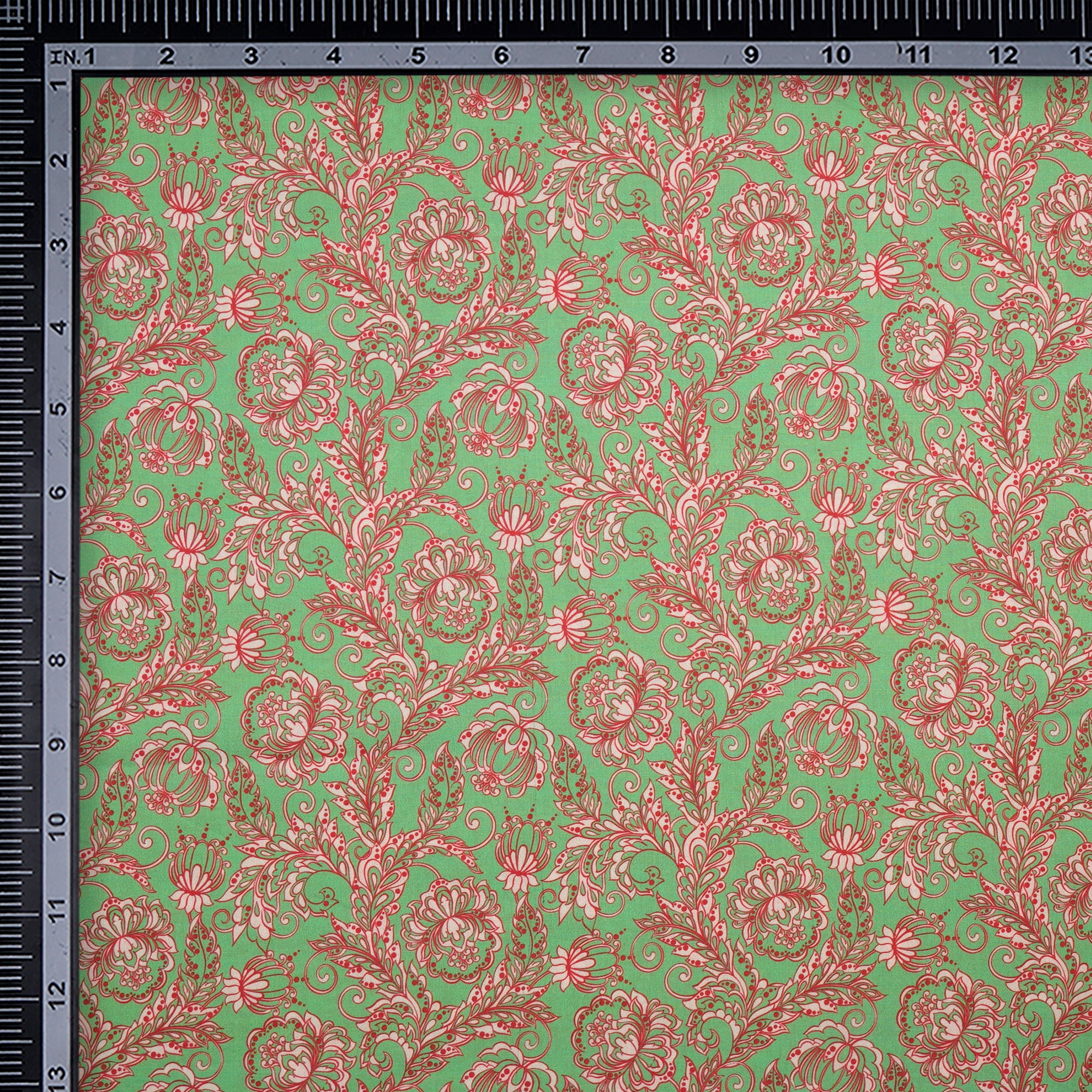 Aquamarine Green Color Digital Printed Cotton Tana Lawn Fabric
