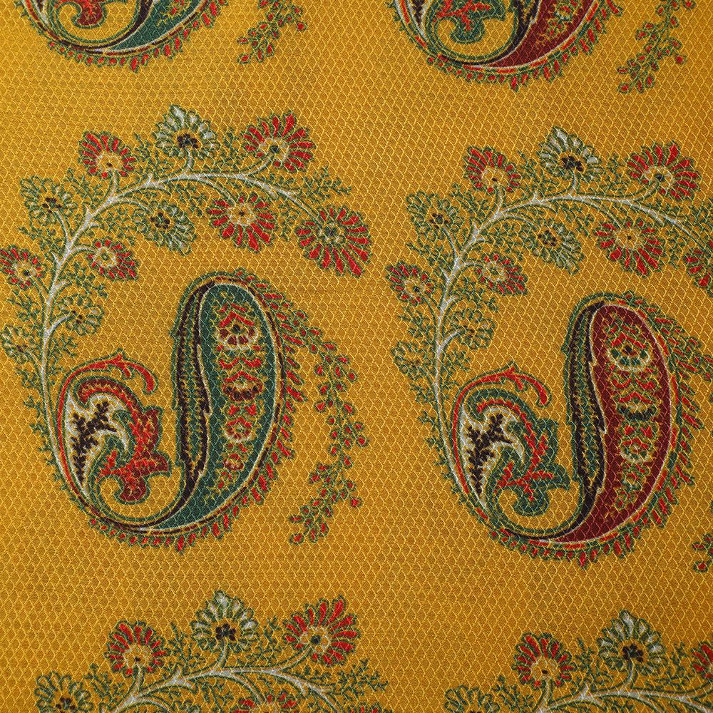 Yellow Color Digital Printed Modal Dobby Fabric