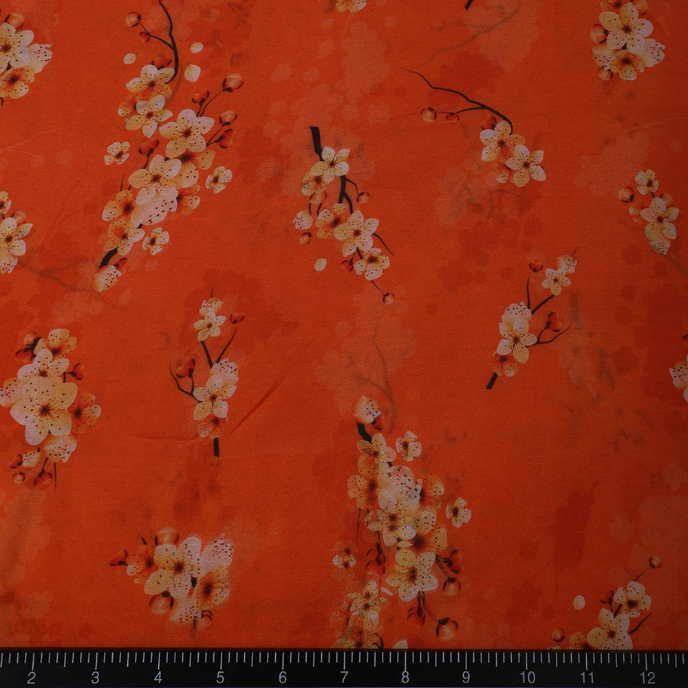 Orange Color Digital Printed Bemberg Modal Fabric