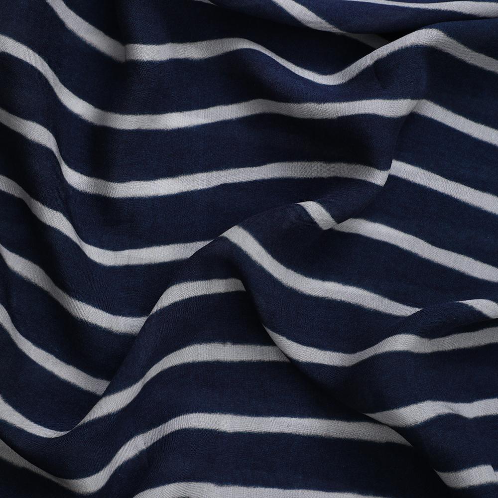 Oxford Blue Color Digital Printed Bemberg Modal Fabric