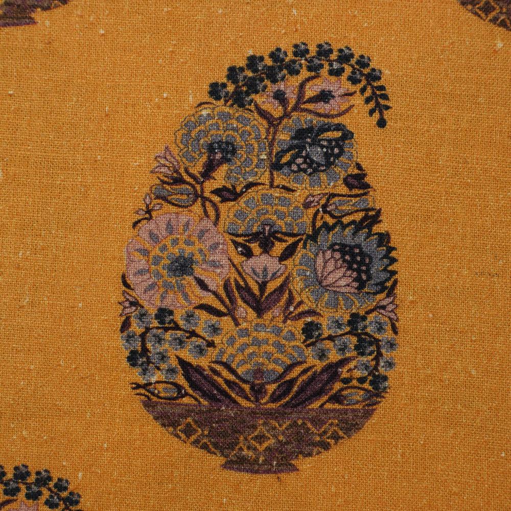 Mustard Color Digital Printed Matka Silk Fabric