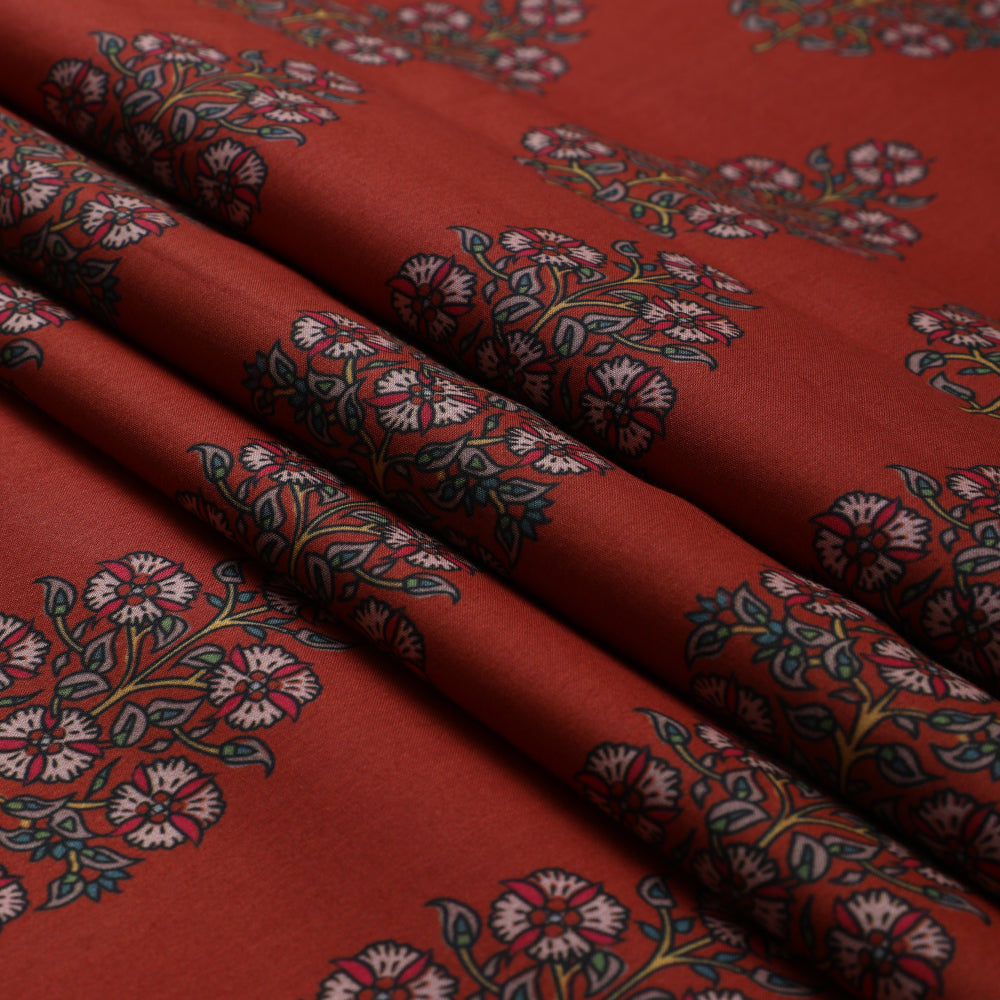 Rust color Digital Printed Cotton Lawn Fabric