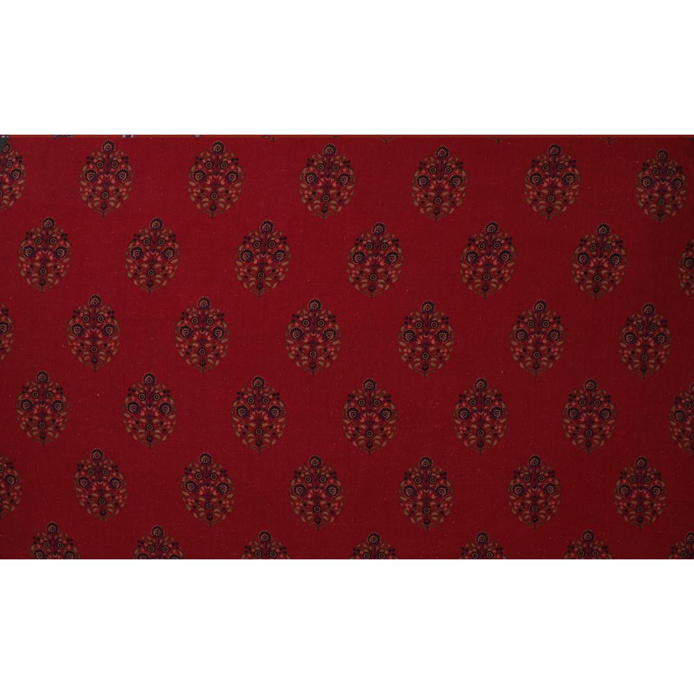 Red Color Digital Printed Matka Silk Fabric