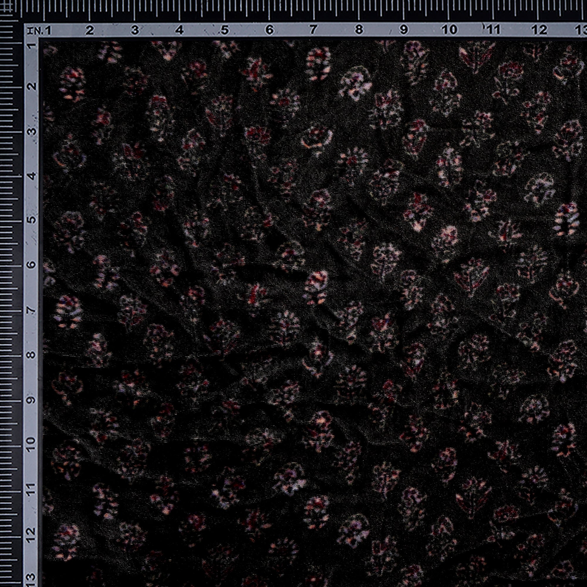 Dark Green Floral Pattern Digital Printed Silk Velvet Fabric