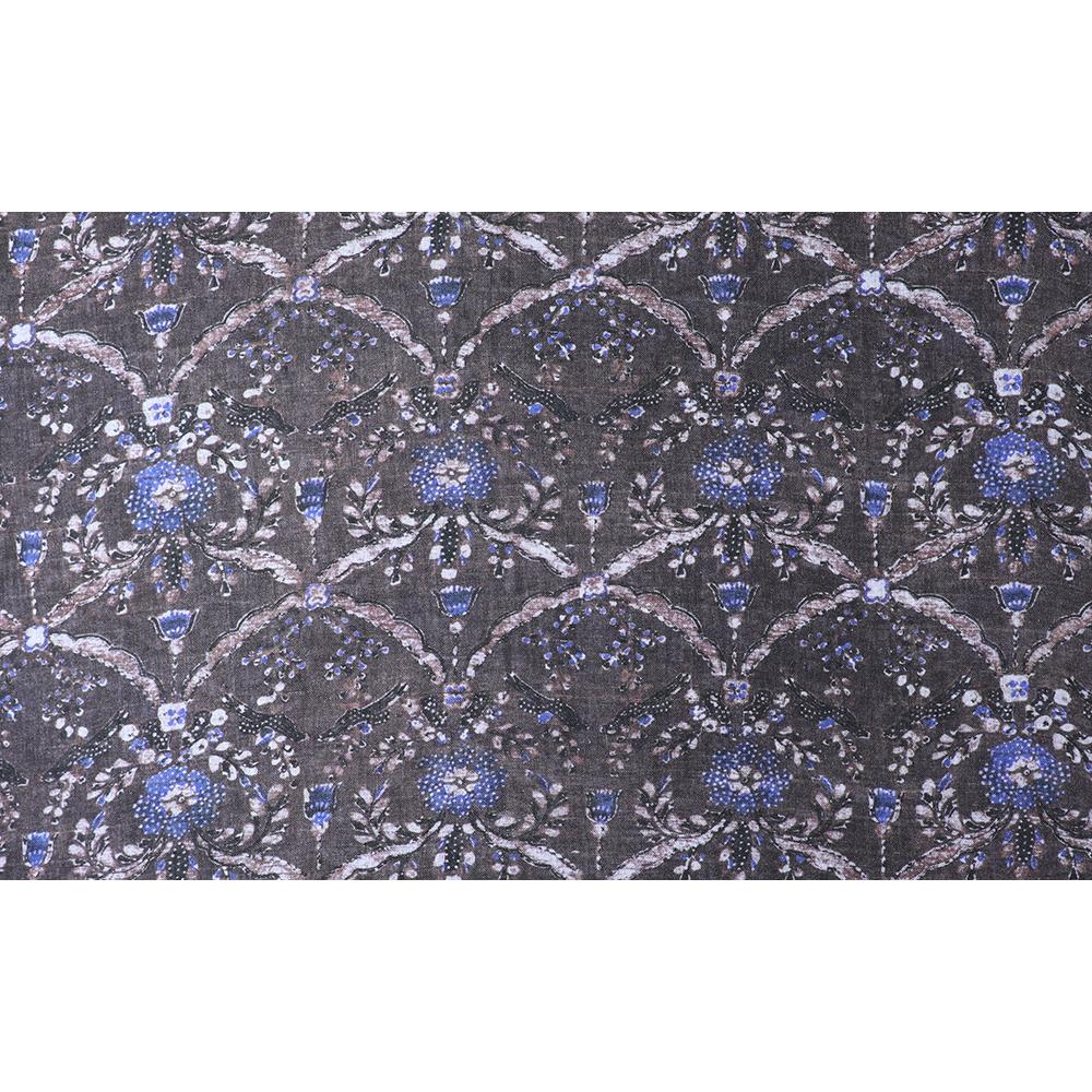 Brown-Blue Color Digital Printed Gauge Linen Fabric