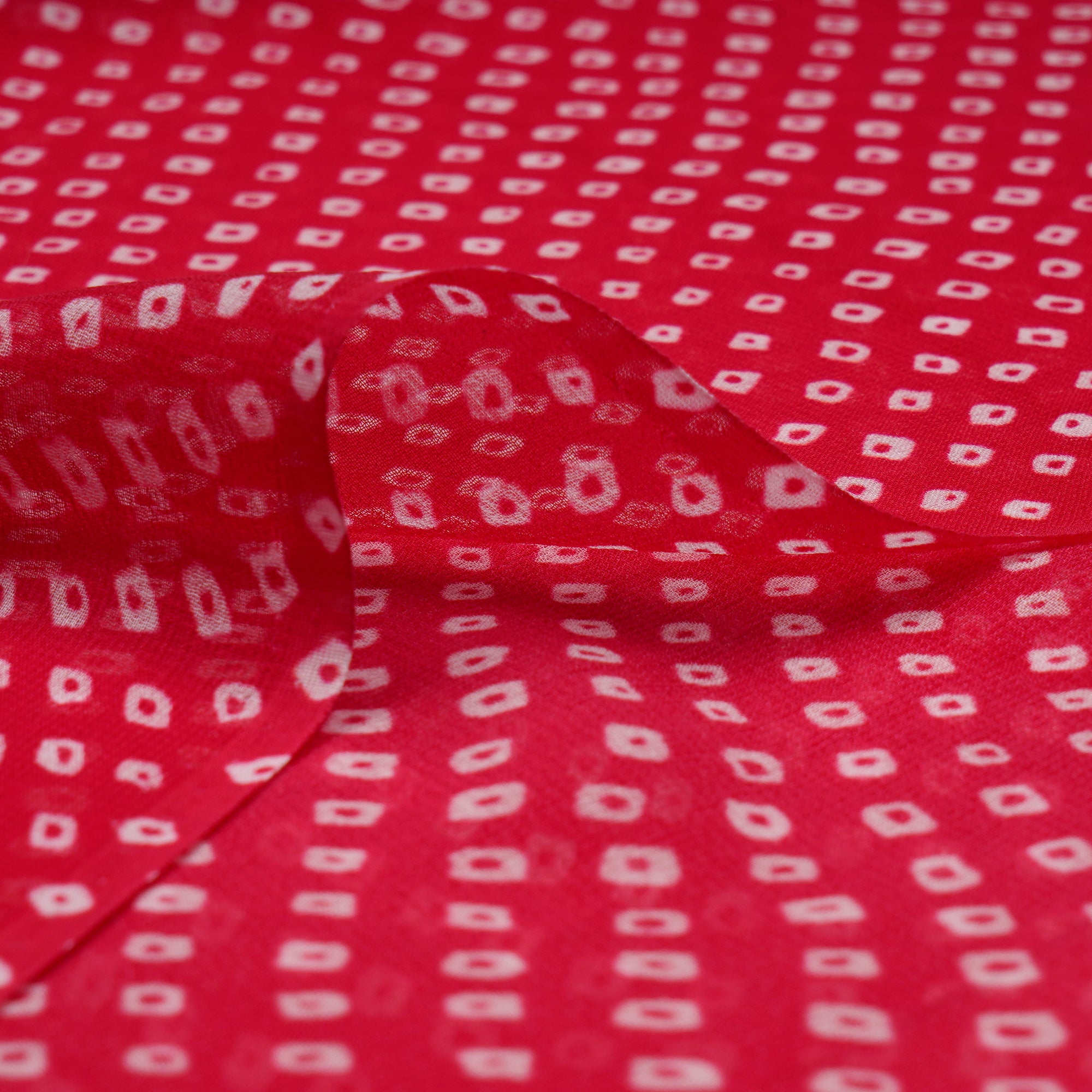 Raspberry Bandhani Pattern Digital Printed Bemberg Georgette Fabric