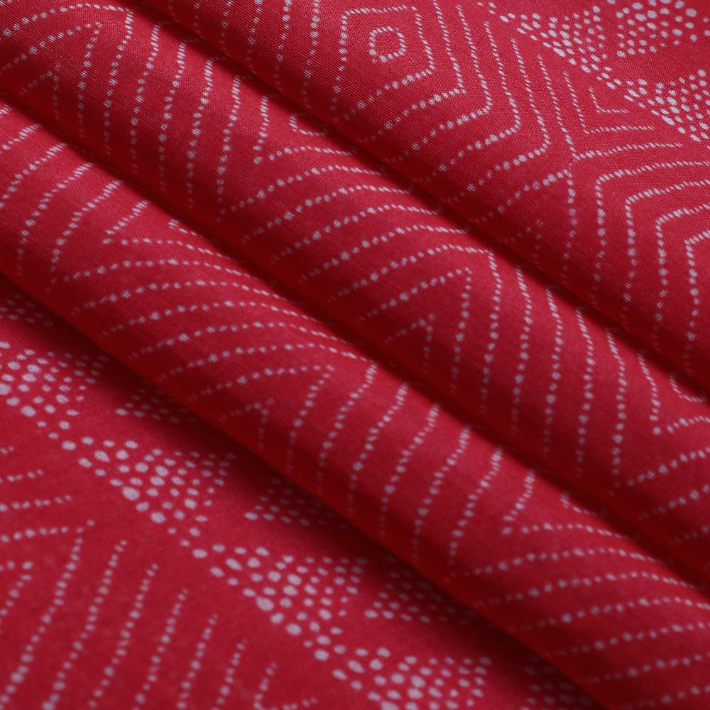 Red-White Color Digital Printed Pure Chanderi Fabric