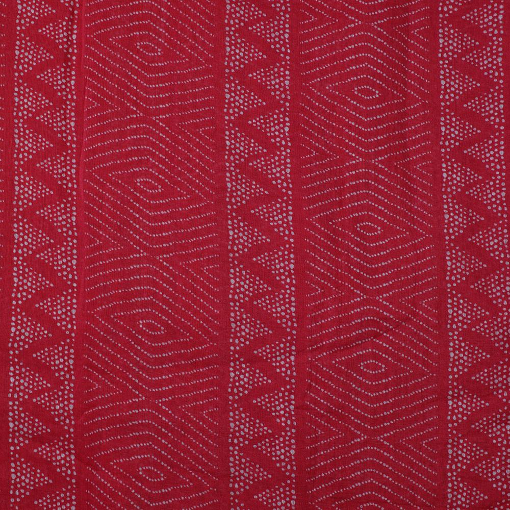 Red-White Color Digital Printed Pure Chanderi Fabric