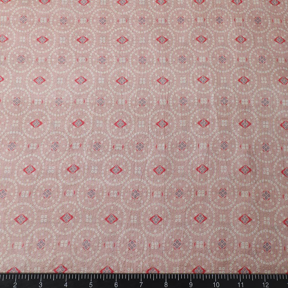 Peach Puff Color Digital Printed Tussar Silk Fabric