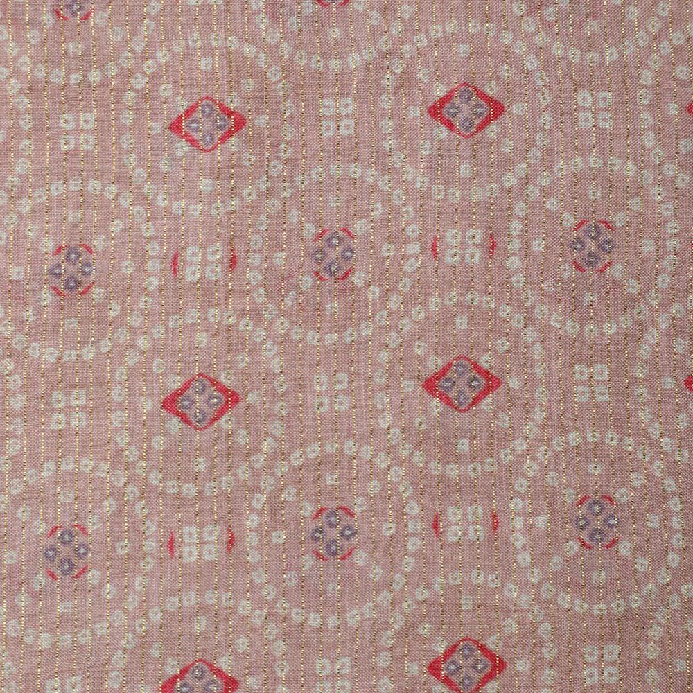 Peach Puff Color Digital Printed Tussar Silk Fabric