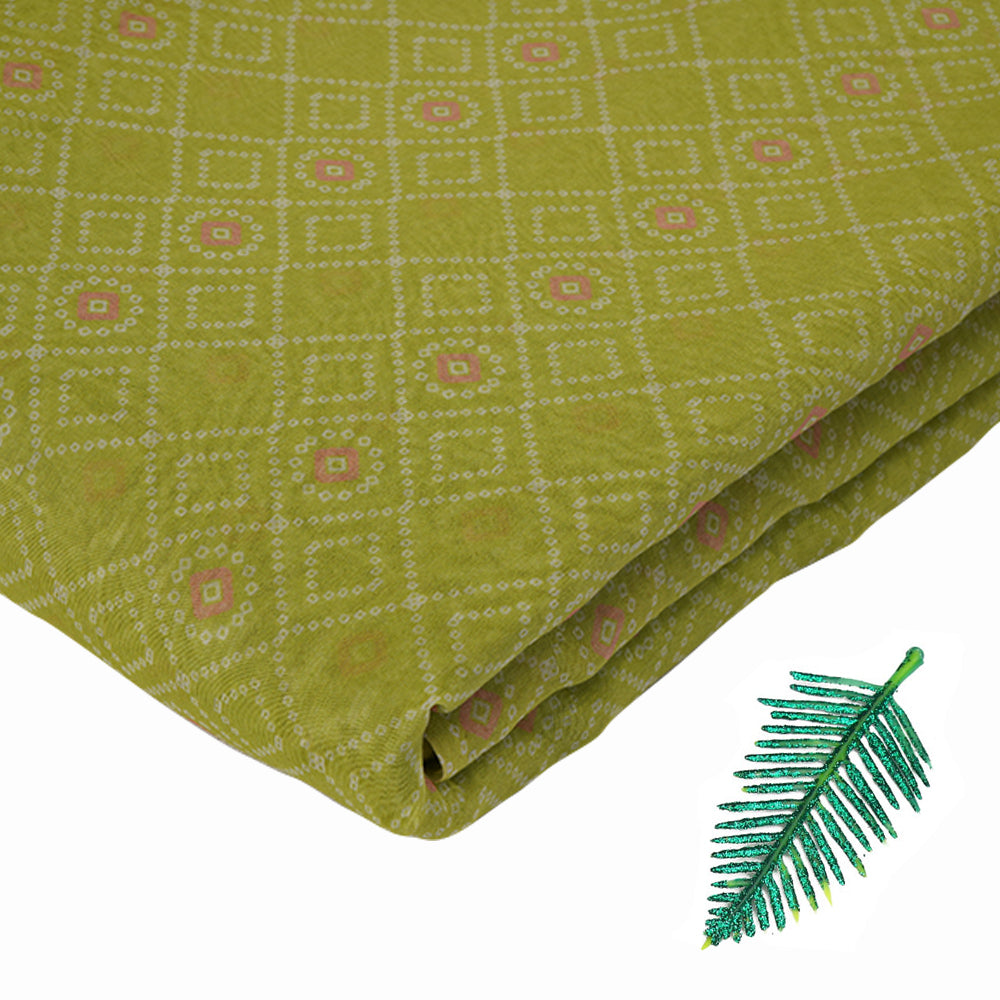 Light Green Color Digital Printed Chanderi Fabric
