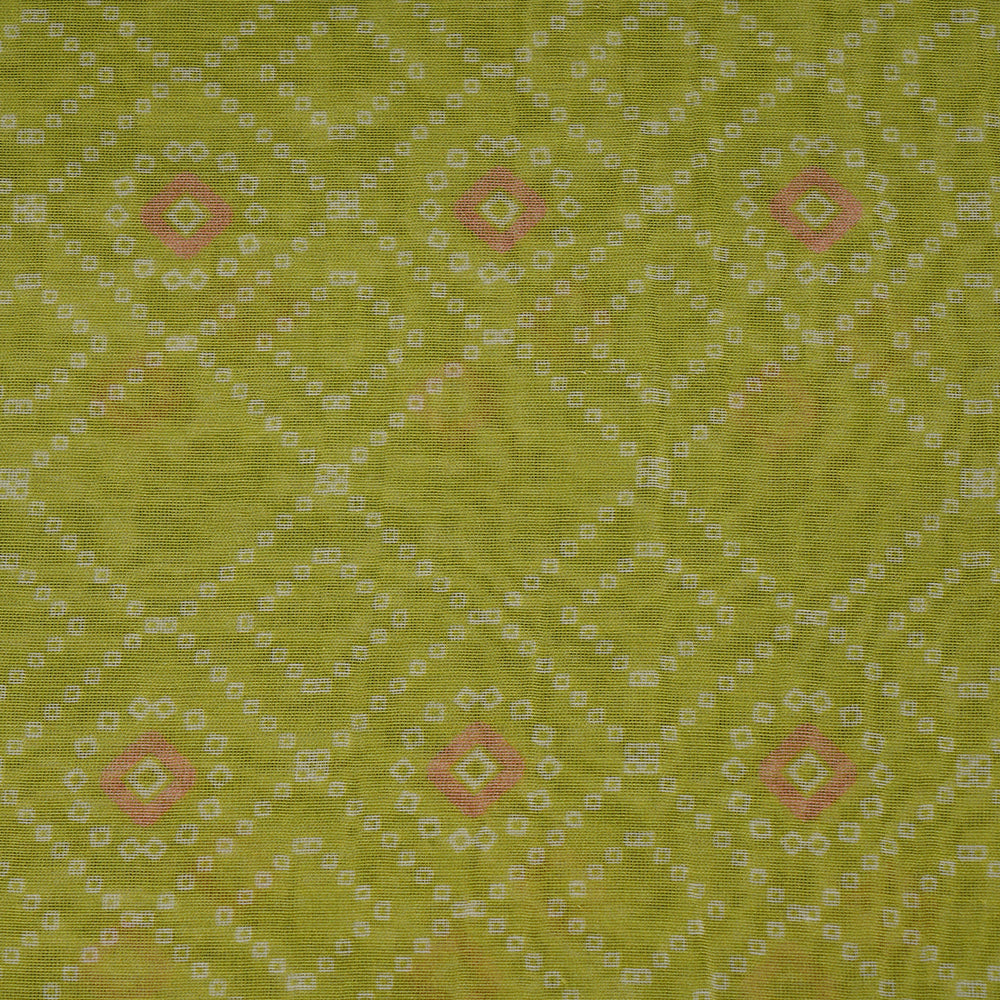 Light Green Color Digital Printed Chanderi Fabric