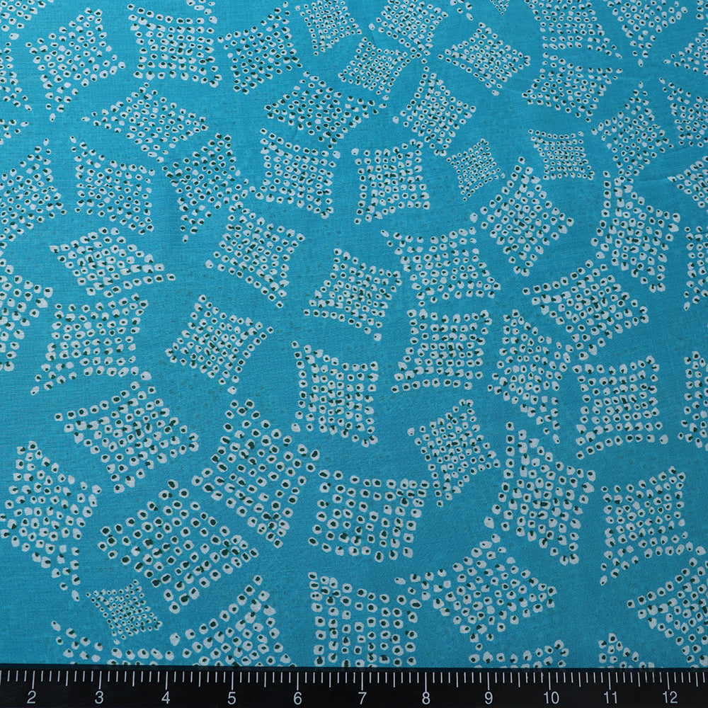 Blue Color Digital Printed Pure Chanderi Fabric