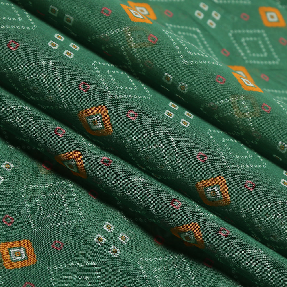 Green Color Digital Printed Chanderi Fabric