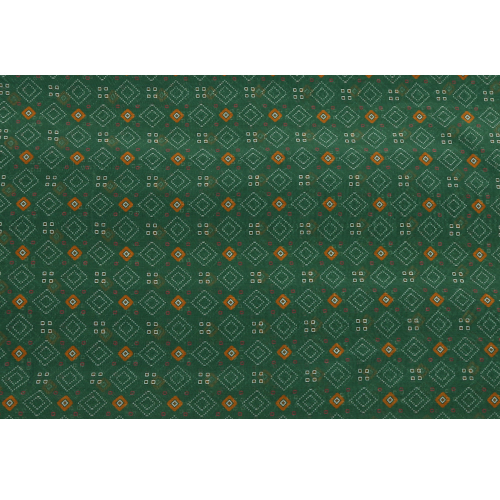 Green Color Digital Printed Chanderi Fabric