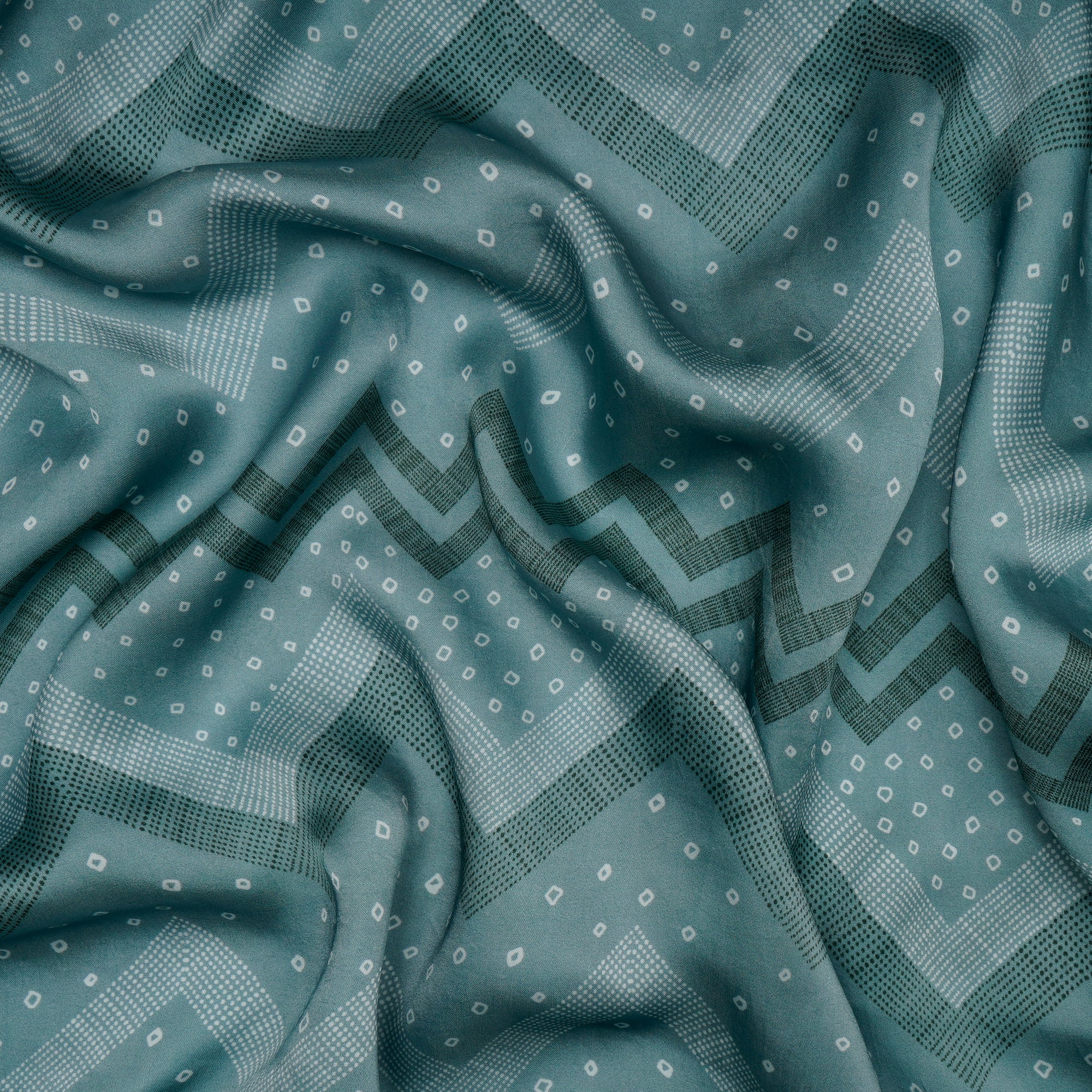 Mint Pastel Green Bandhani Pattern Digital Printed Bemberg Satin Fabric