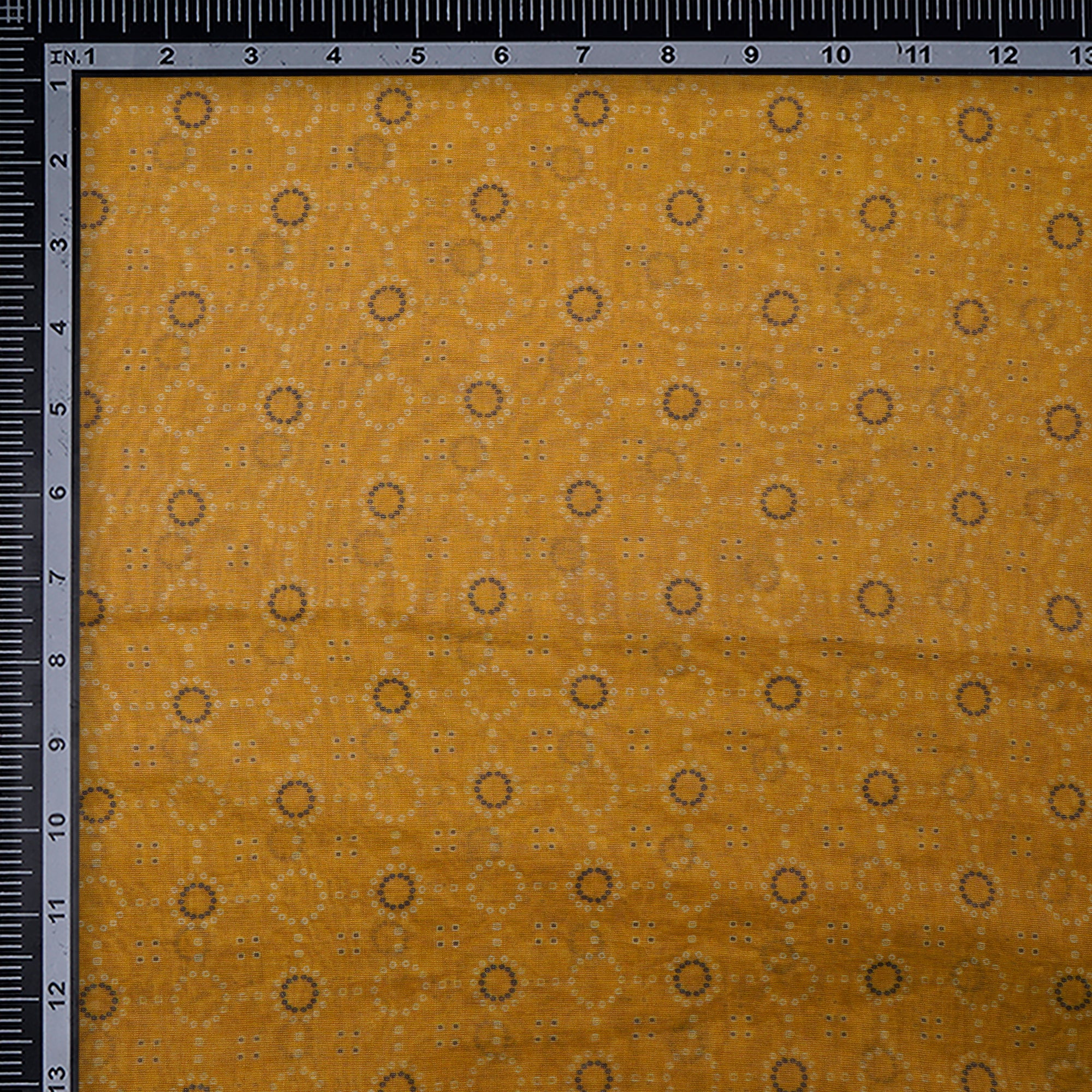 Mustard All Over Pattern Digital Printed Tissue Chanderi Fabric