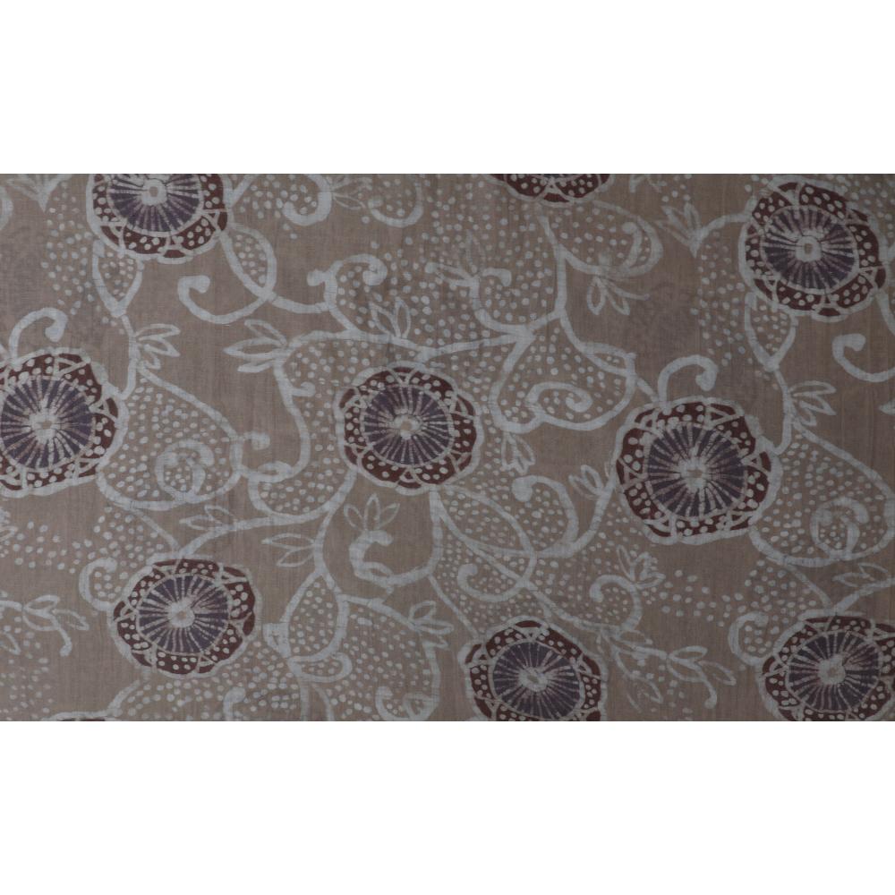 Dust-Brown Color Digital Printed Tussar Chanderi Fabric