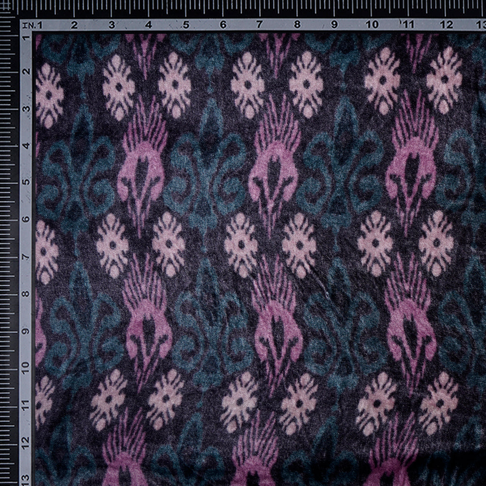 Black-Purple Color Digital Printed Silk Velvet Fabric