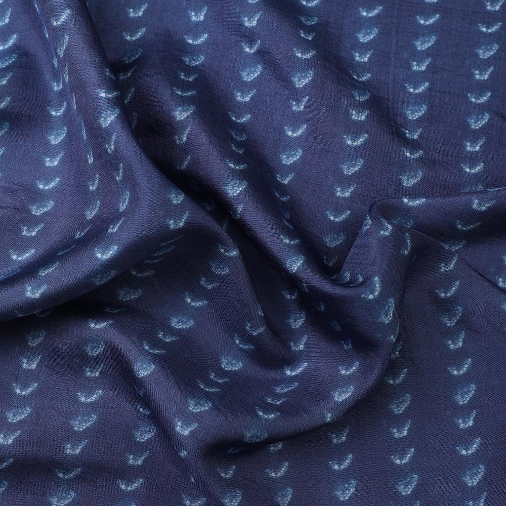 Indigo Color Digital Printed Plain Silk Fabric
