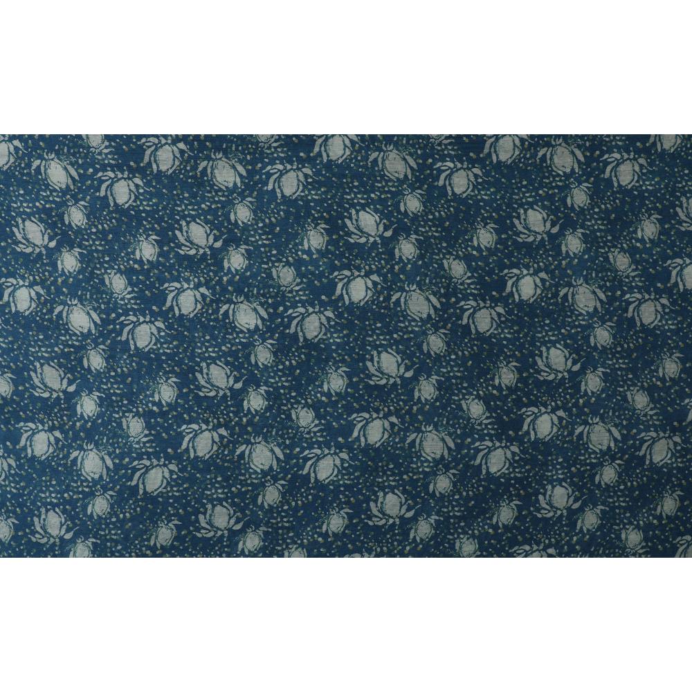 Blue Color Digital Printed Muga Silk Fabric
