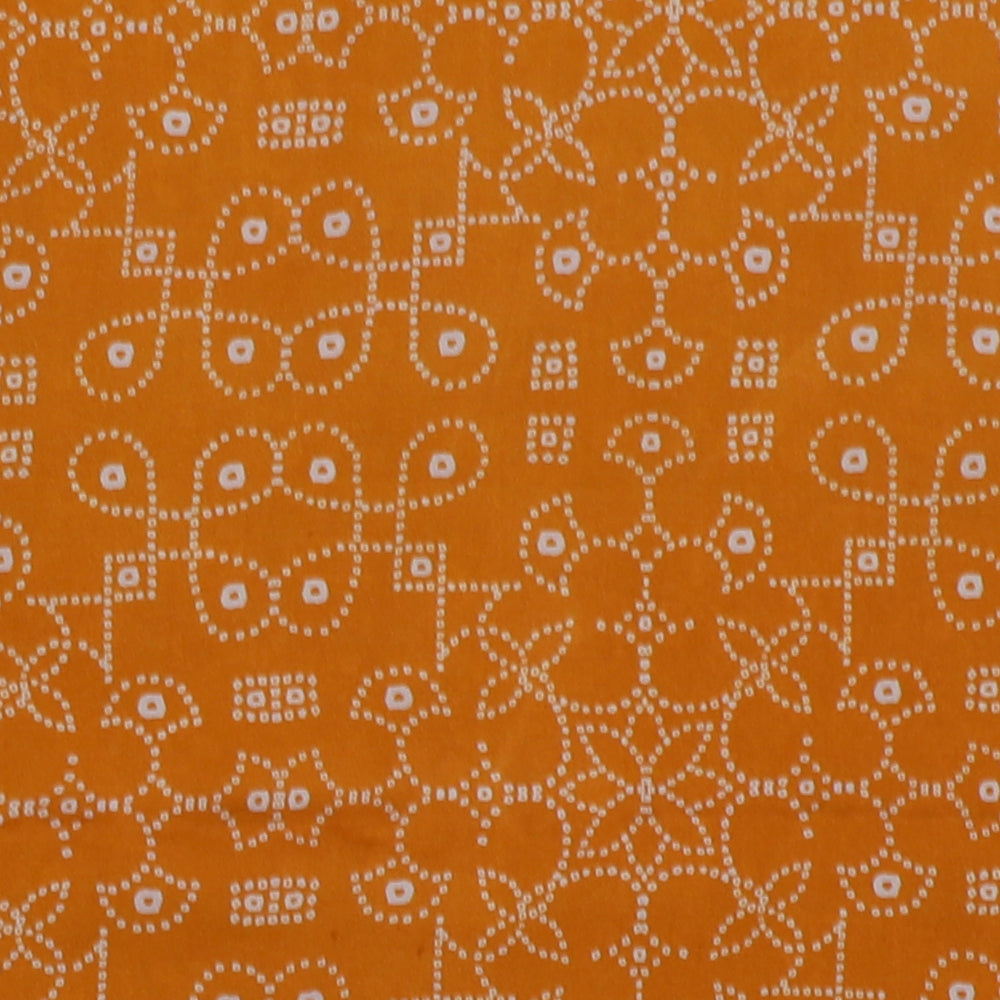Mustard Color Digital Printed Bemberg Satin Fabric