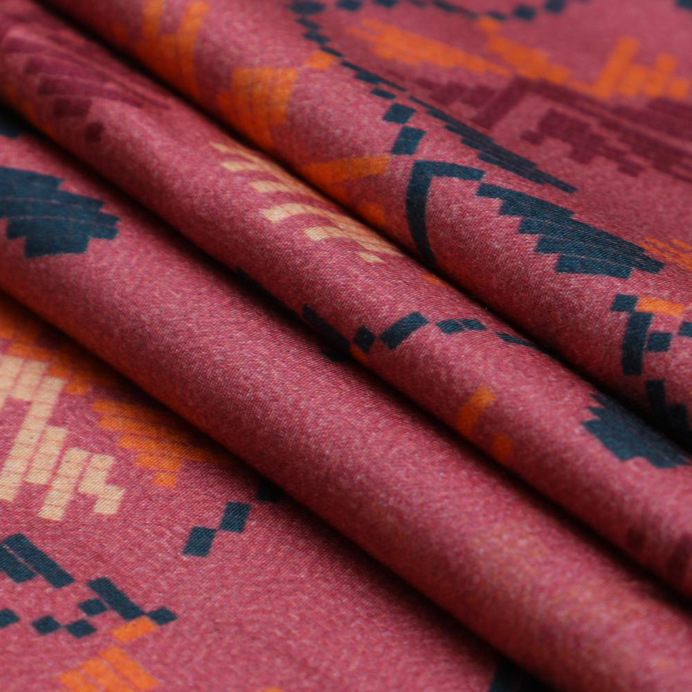 Rouge Pink Color Digital Printed Viscose Modal Satin Fabric