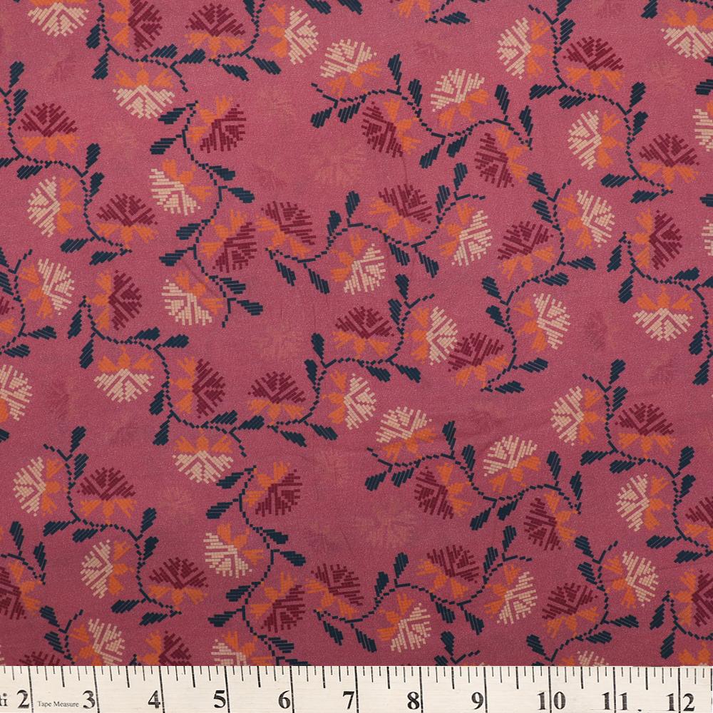 Rouge Pink Color Digital Printed Viscose Modal Satin Fabric