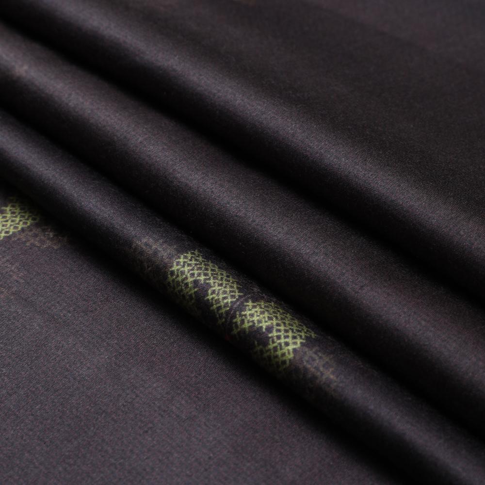Dark Grey Color Digital Printed Modal Satin Fabric