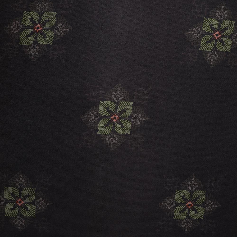 Dark Grey Color Digital Printed Modal Satin Fabric