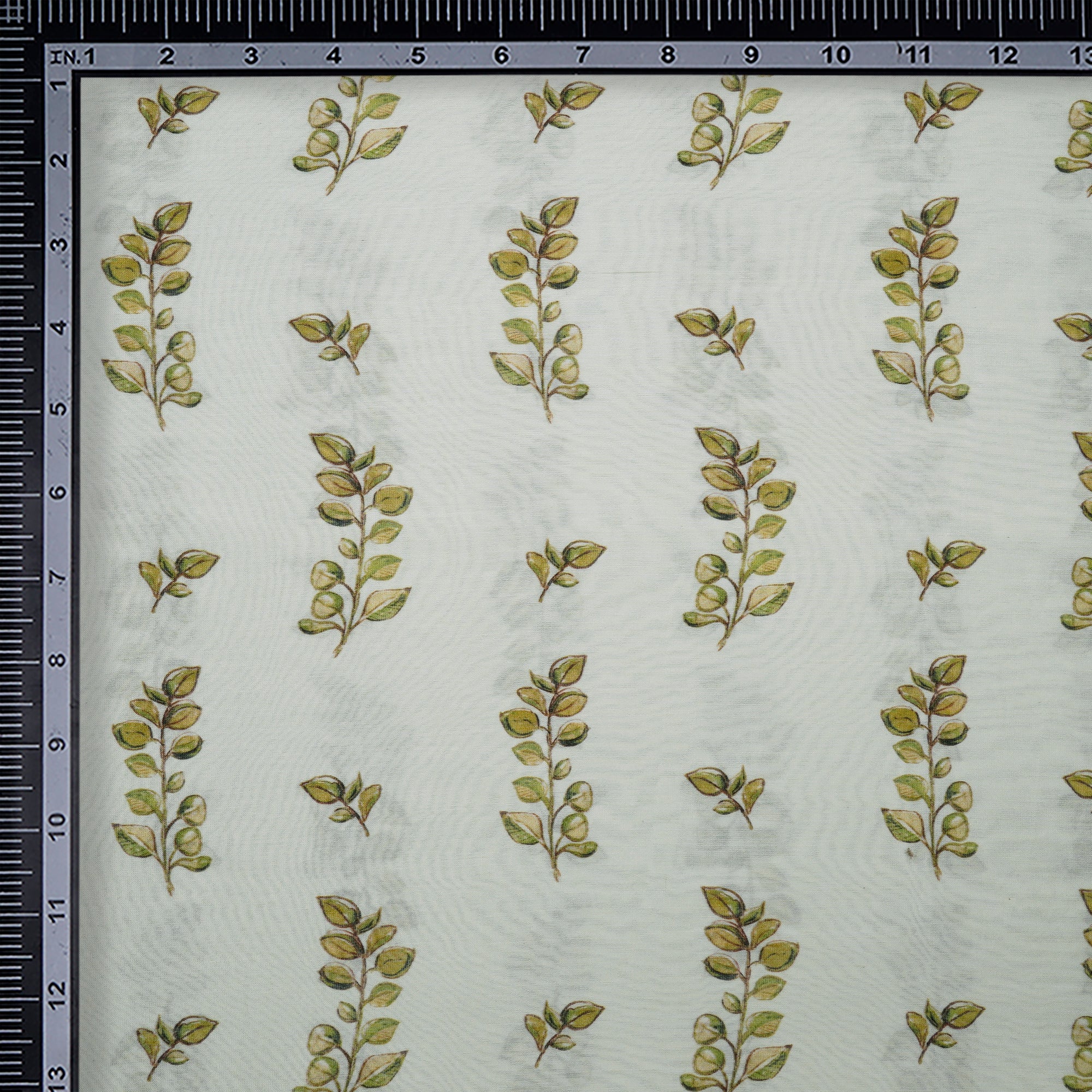Hint Of Mint Floral Pattern Digital Print Pure Chanderi Fabric