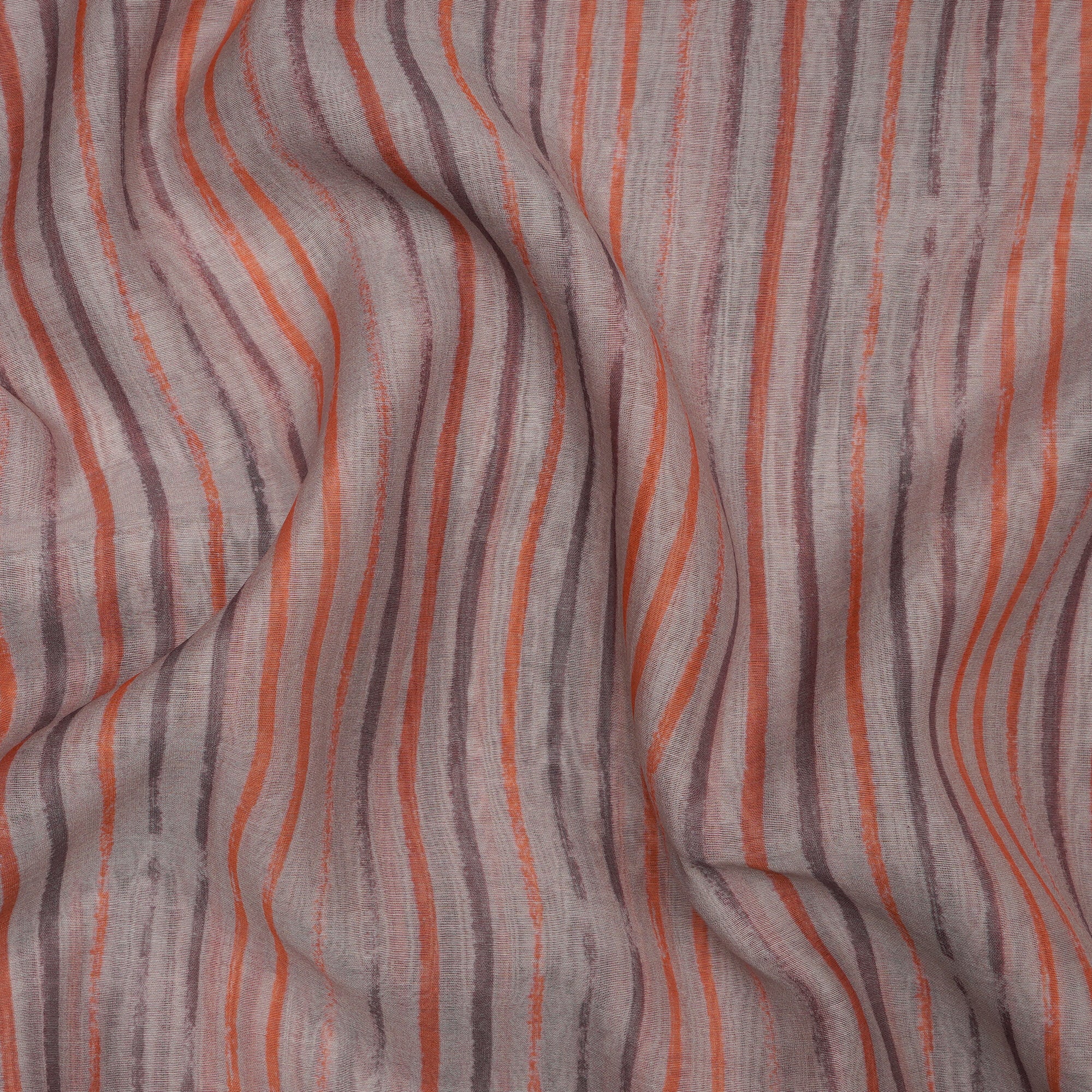 Multi Color Stripe Pattern Digital Printed Pure Chanderi Fabric