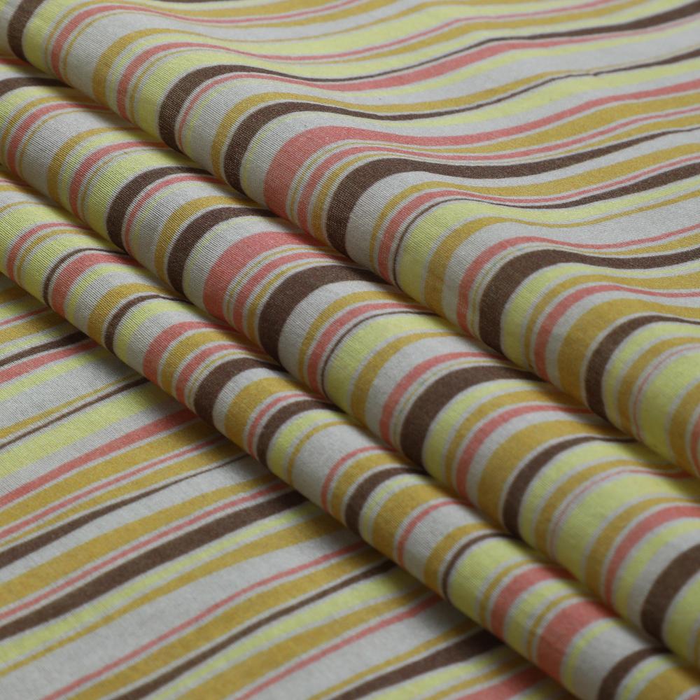 Yellow-Pink Color Digital Printed Pure Chanderi Fabric