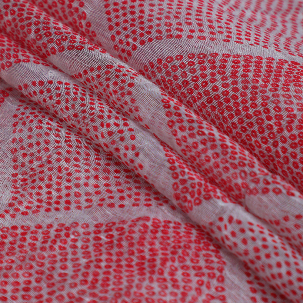 Red-Off White Color Digital Printed Linen Fabric