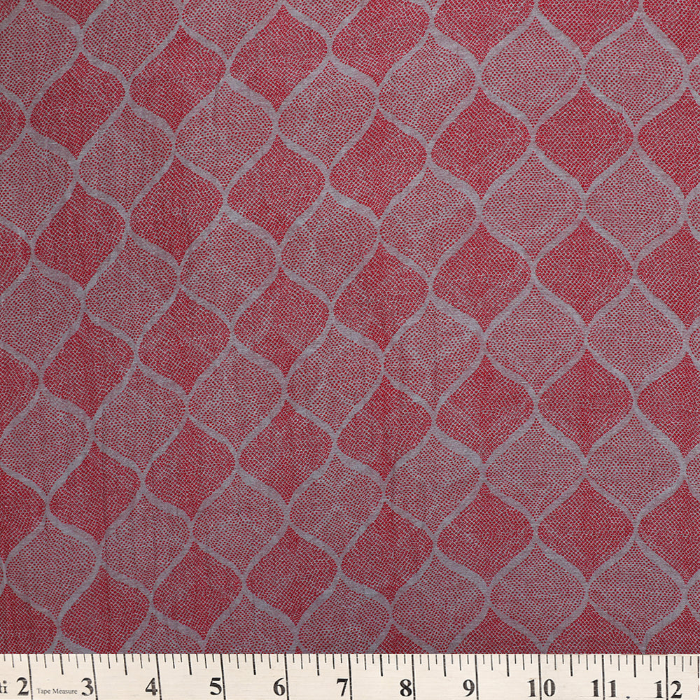 Red-Off White Color Digital Printed Linen Fabric