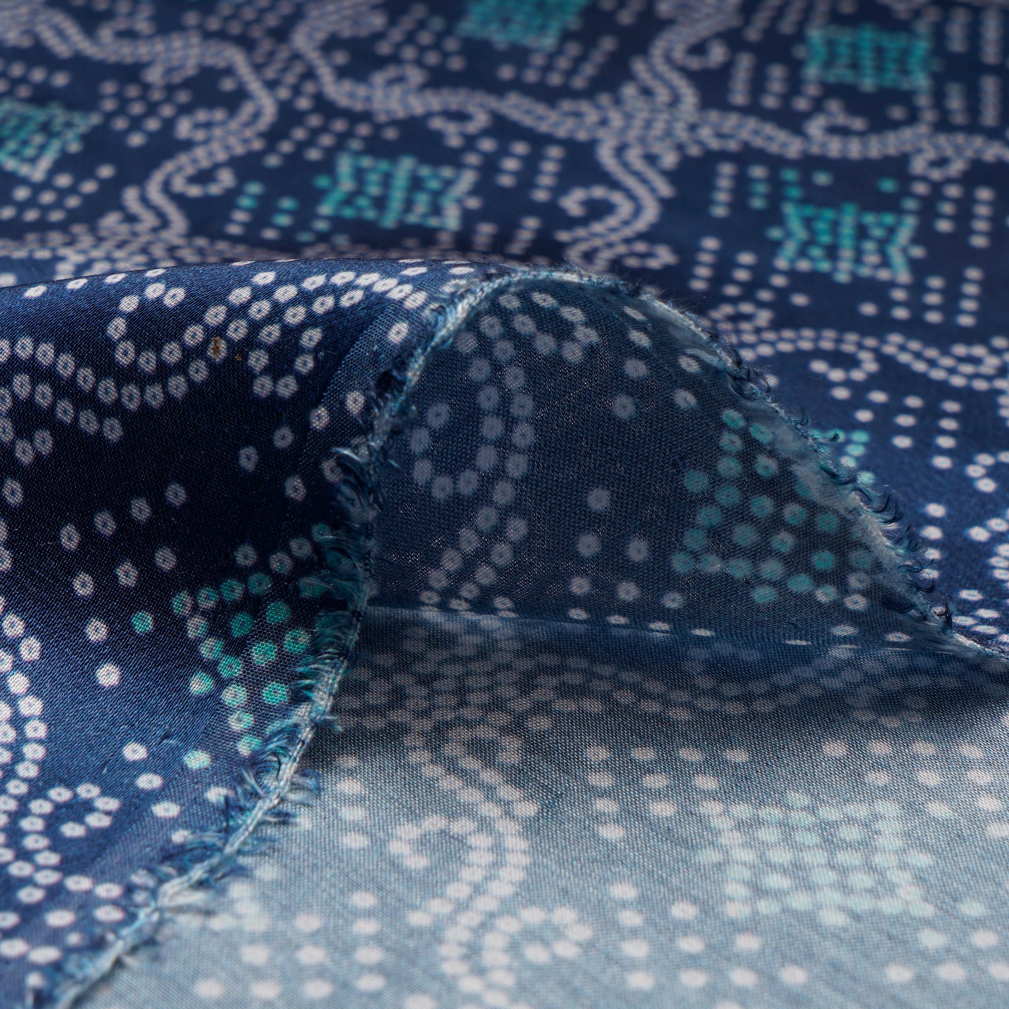 Persian Blue Color Digital Printed Modal Satin Fabric