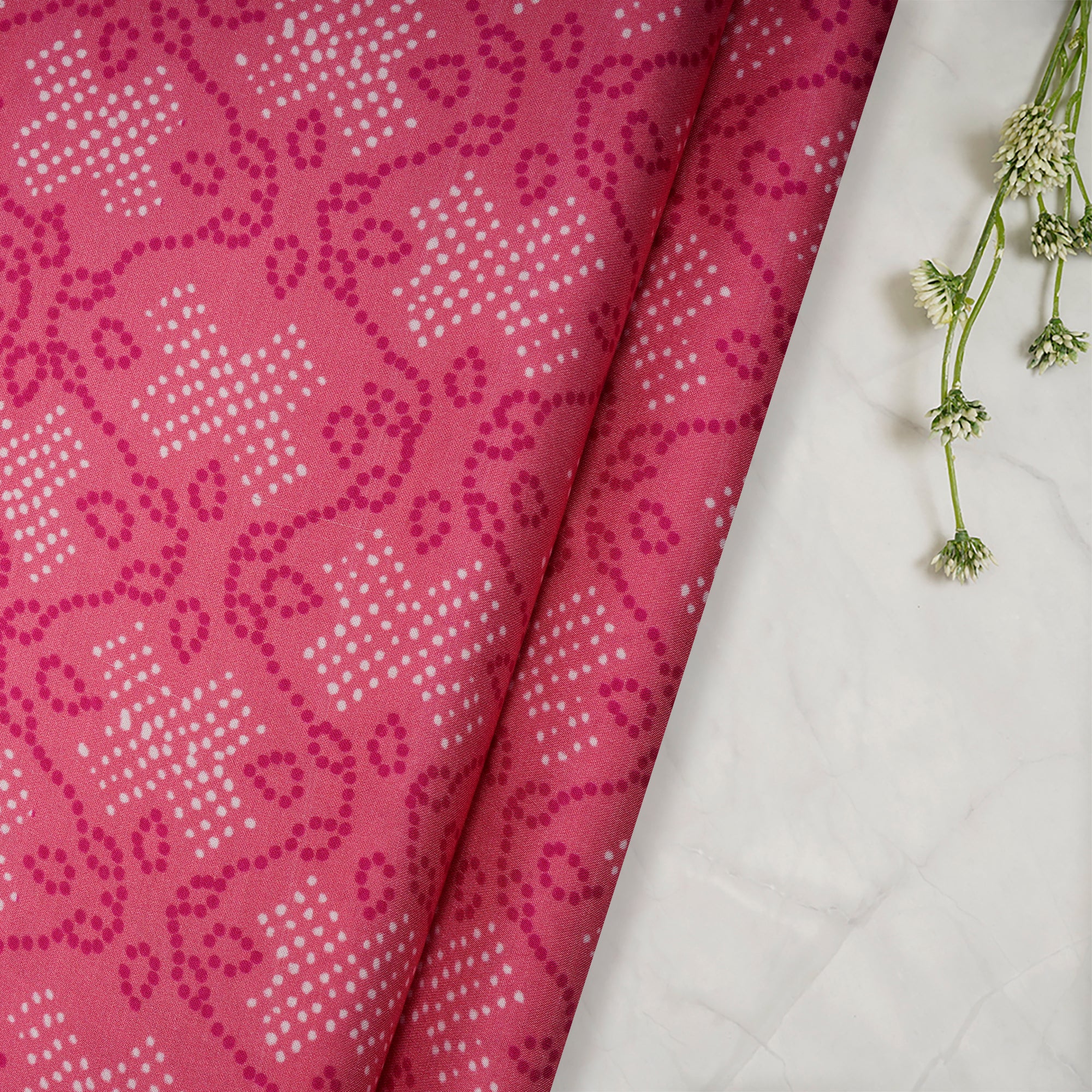 Pink Color Digital Printed Modal Satin Fabric