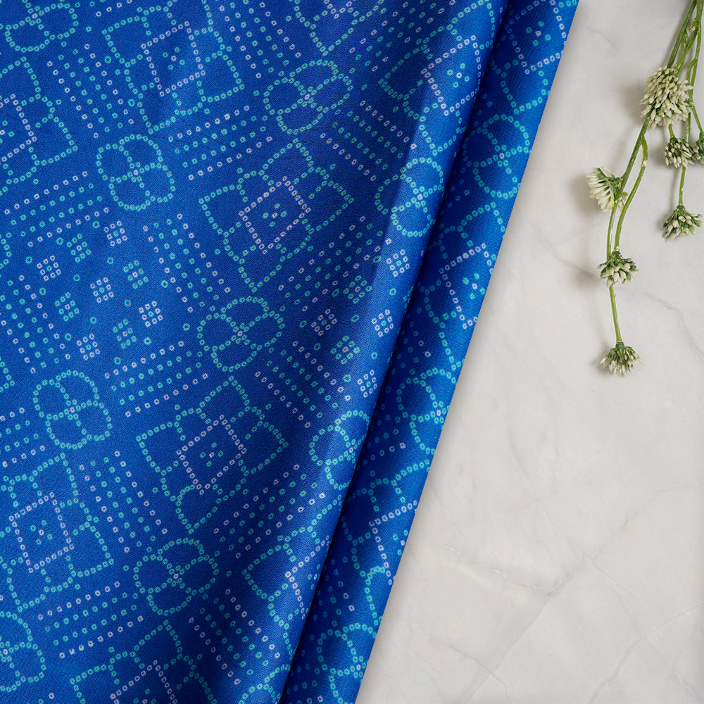 Blue Color Digital Printed Modal Satin Fabric