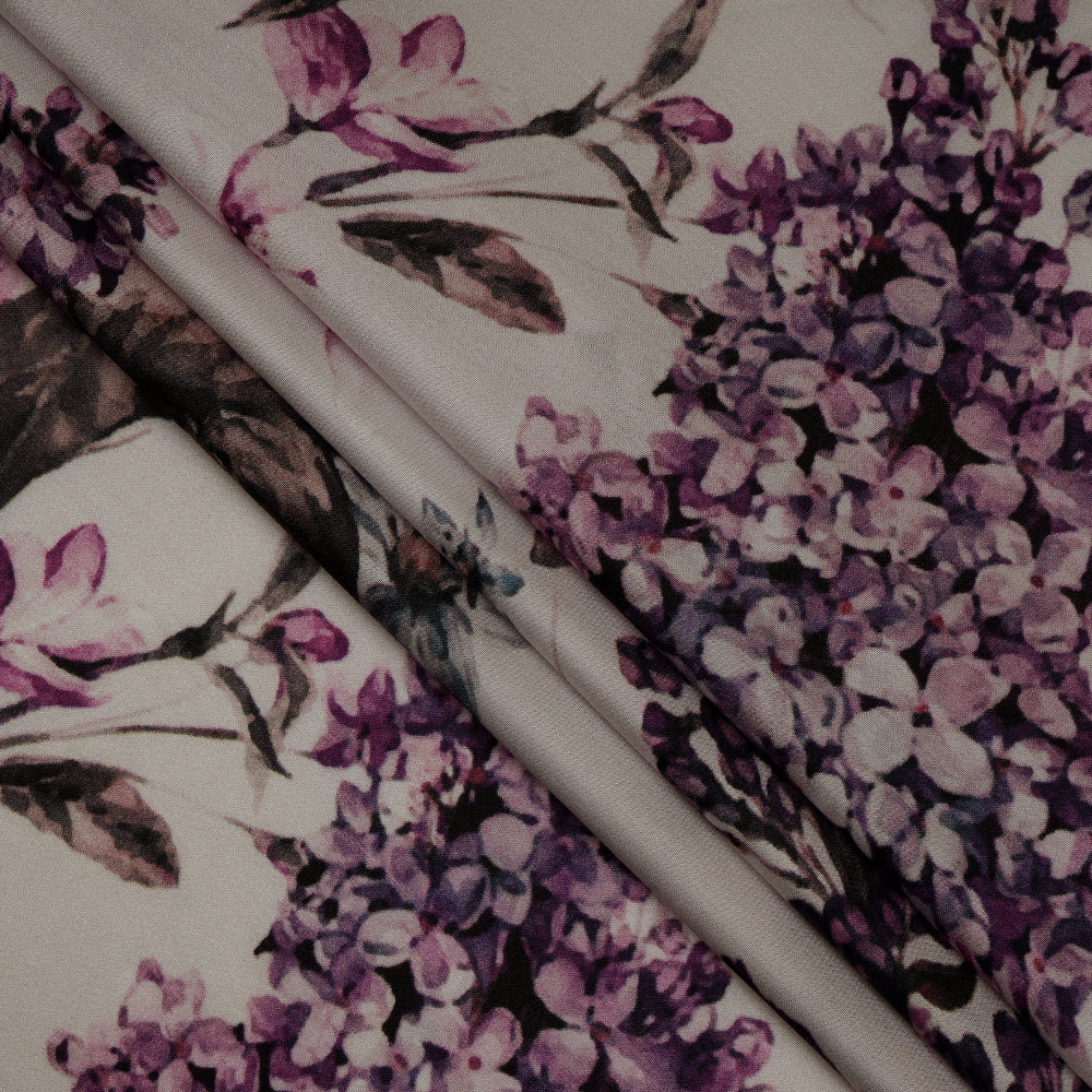 Lilac Color Digital Printed Modal Satin Fabric