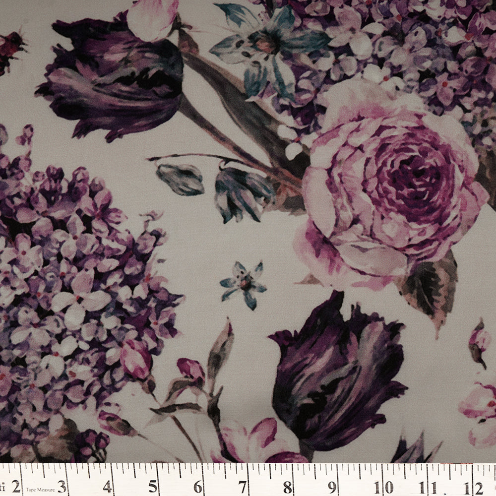 Lilac Color Digital Printed Modal Satin Fabric