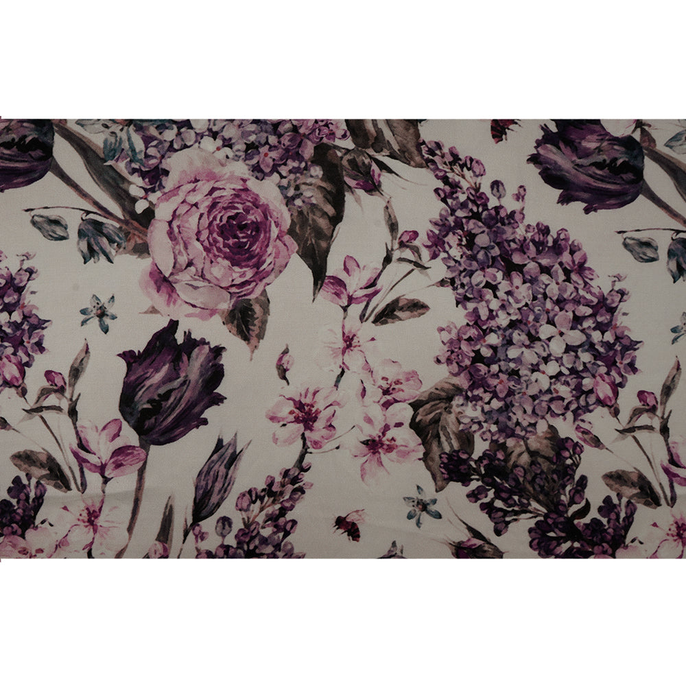 Lilac Color Digital Printed Modal Satin Fabric