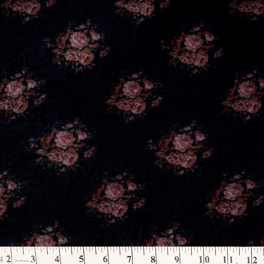 Dark Blue Color Digital Printed Nylon Silk Velvet Fabric