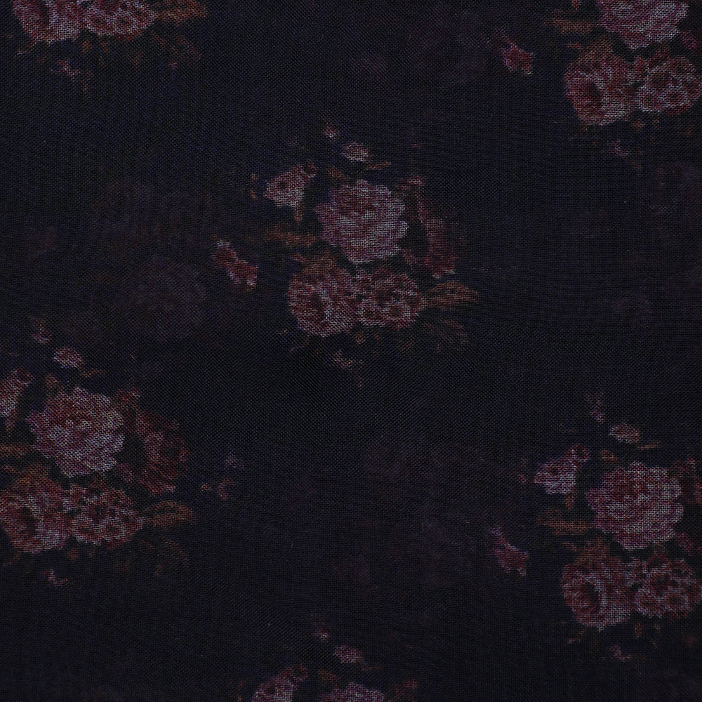 Dark Violet Color Digital Printed Organza Silk Fabric