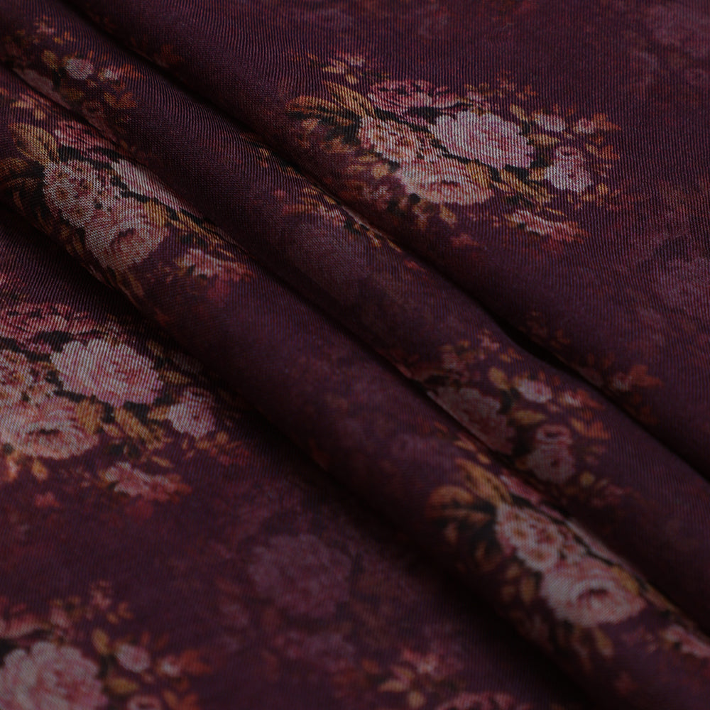 Sangria Color Digital Printed Organza Silk Fabric