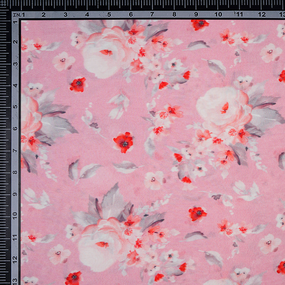 Pink Color Digital Printed Bemberg Modal Fabric