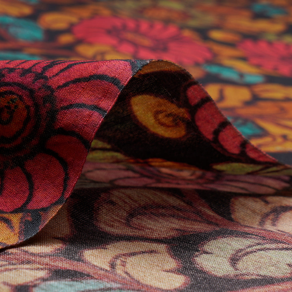 Multi Color Digital Printed Pure Chanderi Fabric