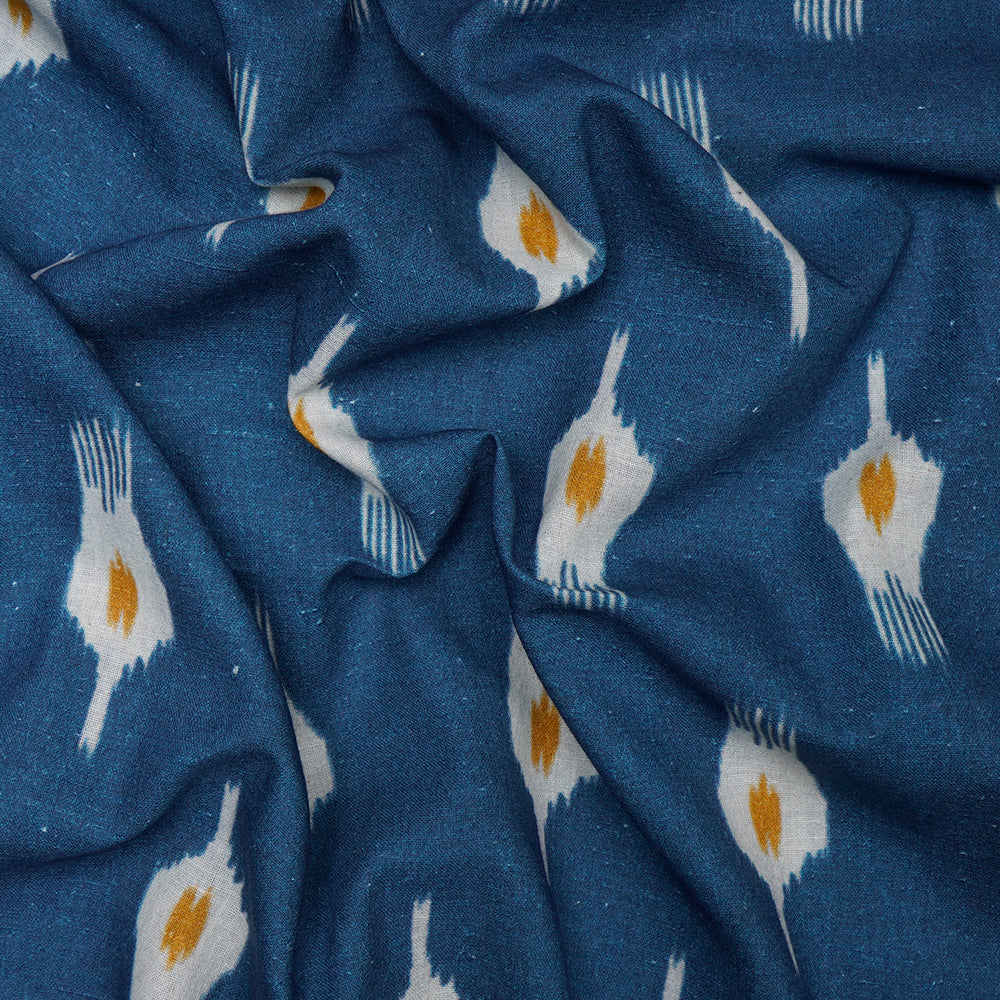 Blue Color Digital Printed Handwoven Cotton Muslin Fabric
