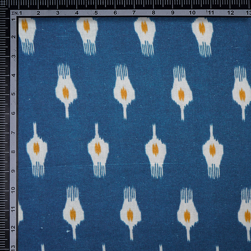 Blue Color Digital Printed Handwoven Cotton Muslin Fabric