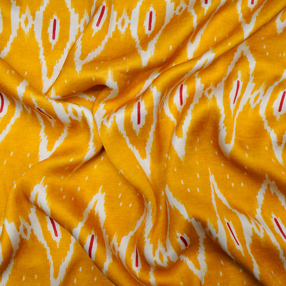 Yellow Color Digital Printed Bemberg Modal Satin Fabric