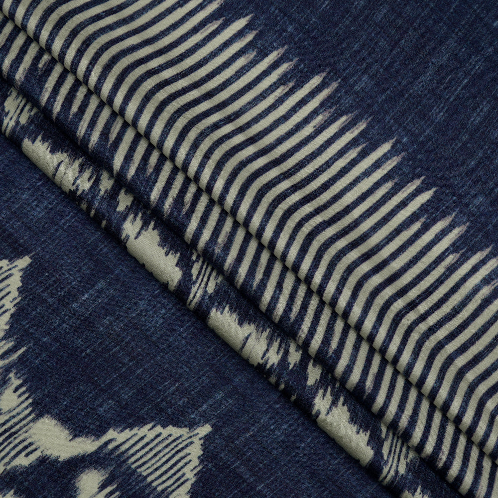 Dark Blue Color Digital Printed Modal Satin Fabric